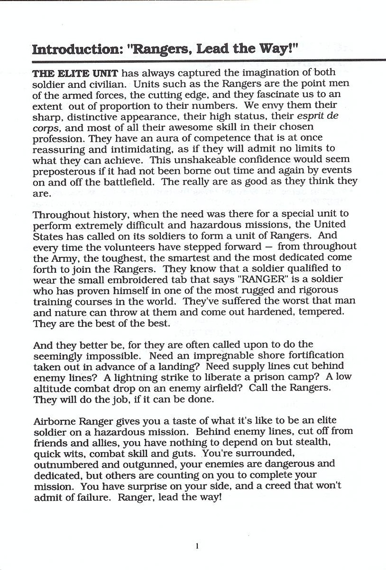 Airborne Ranger manual page 1