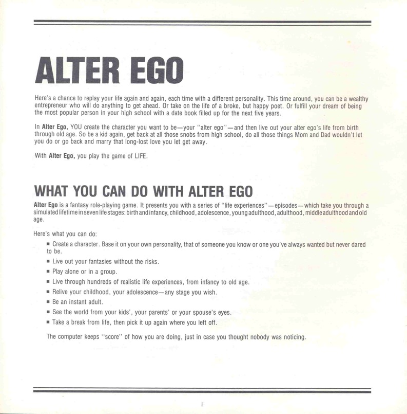 Alter Ego Manual Page ii 