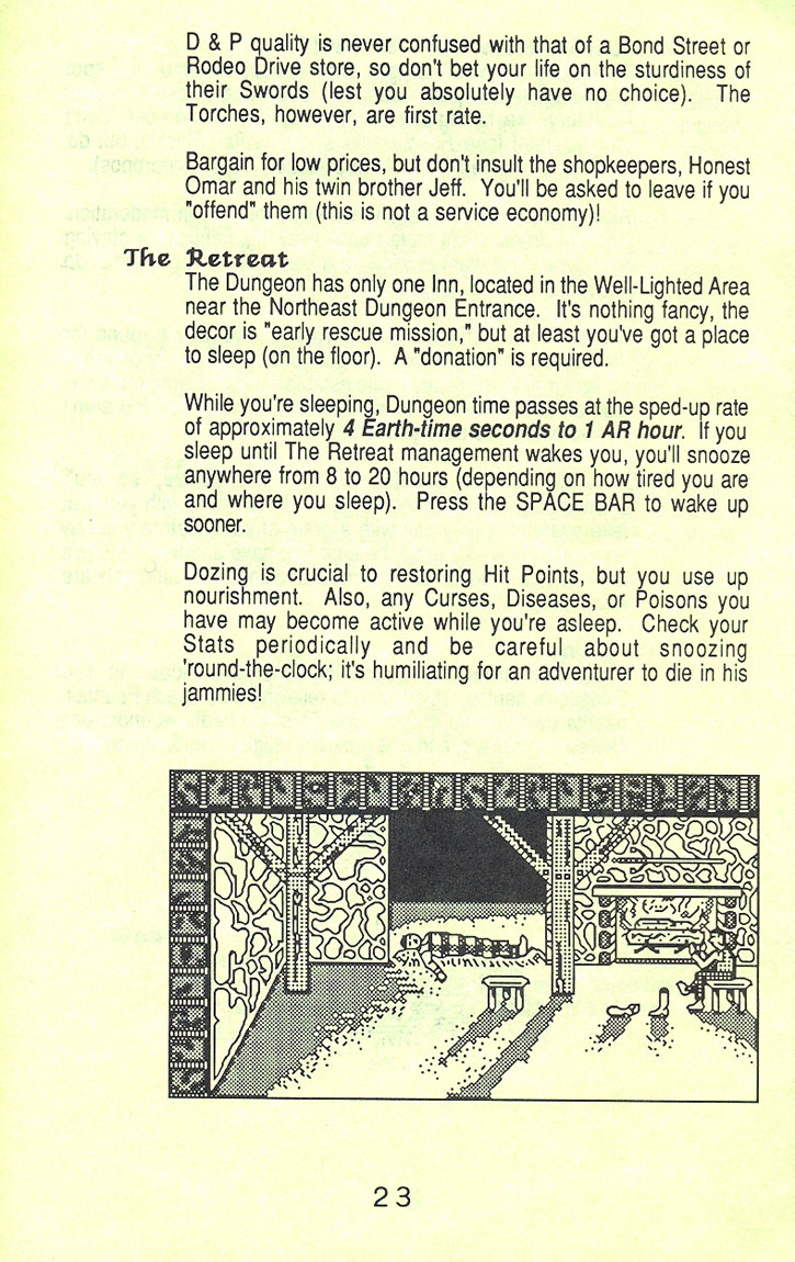 Alternate Reality: The Dungeon manual page 23