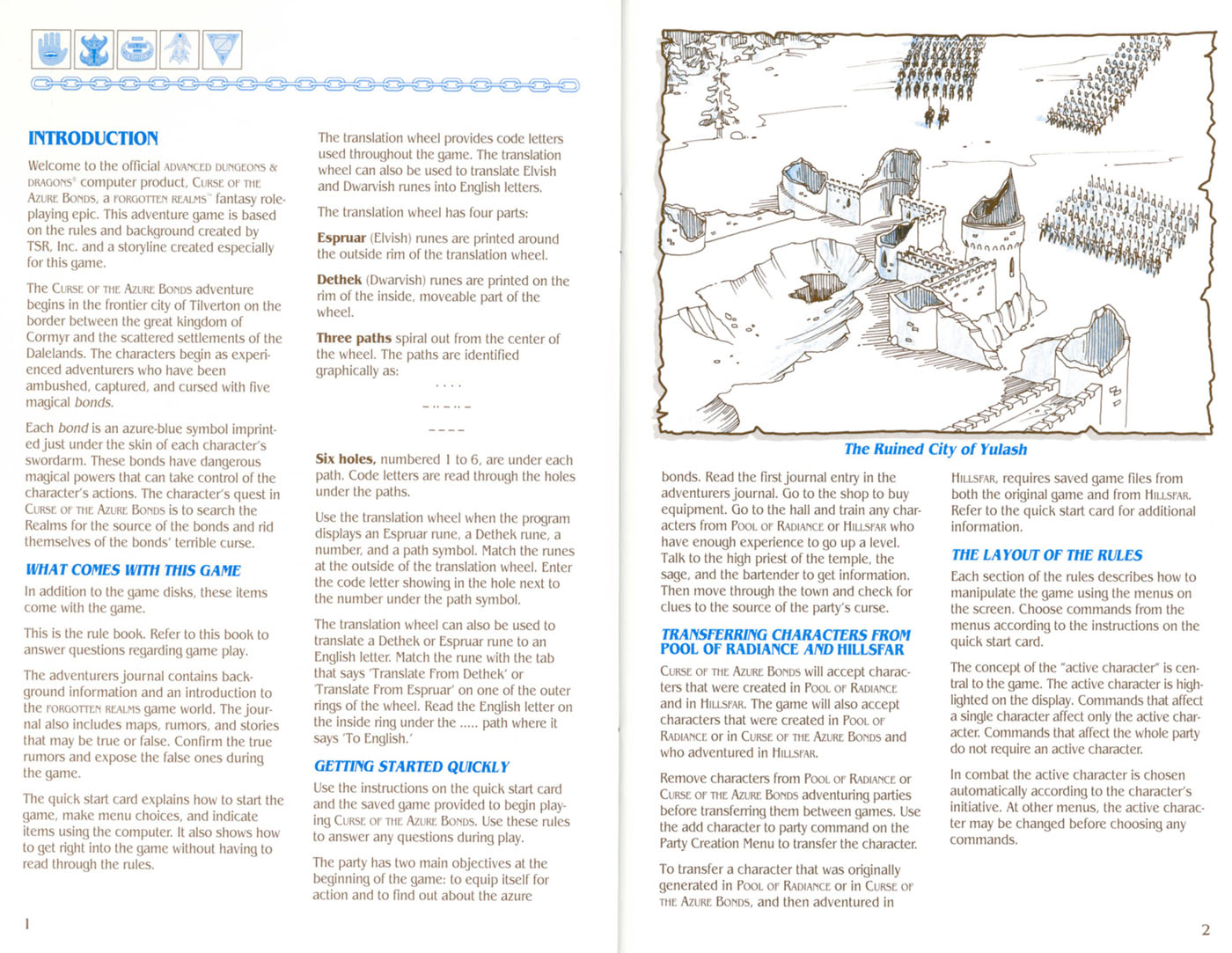 Curse Of The Azure Bonds manual page 1