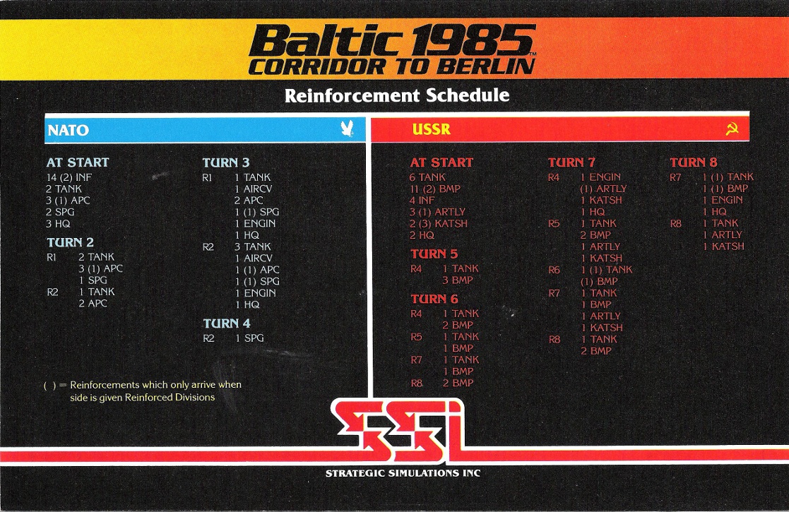 Baltic 1985: Corridor To Berlin reinforcement schedule