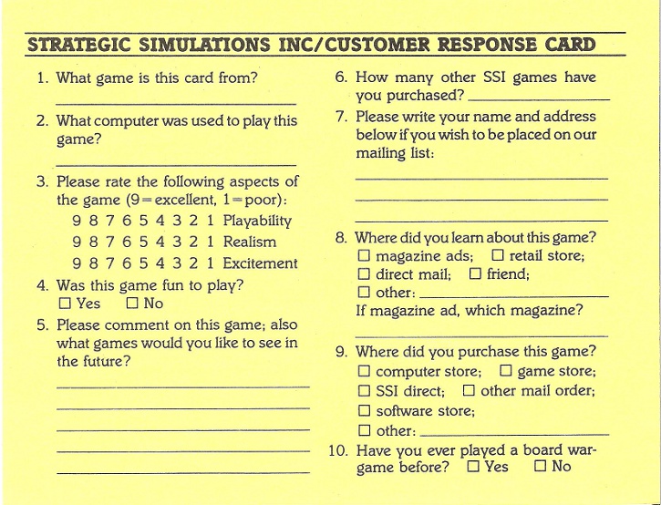 Baltic 1985: Corridor To Berlin response card back