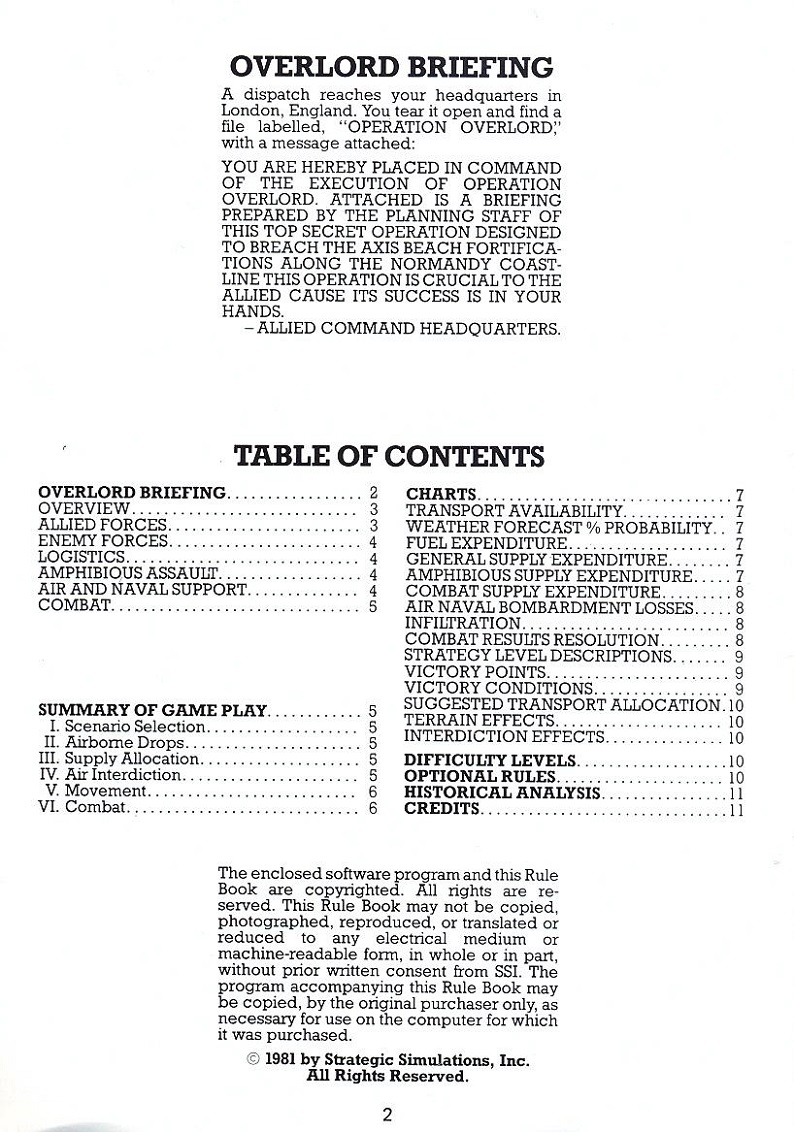 Battle for Normandy manual page 2