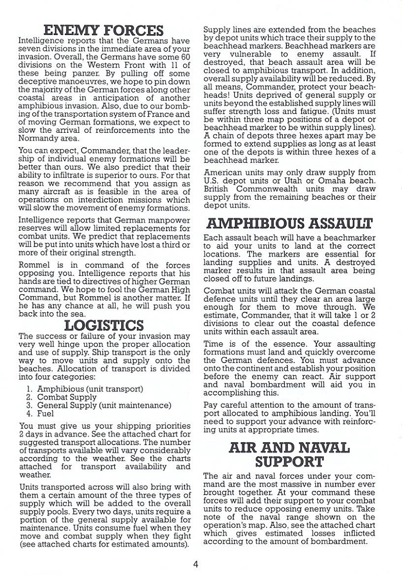 Battle for Normandy manual page 4