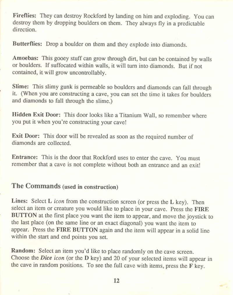 Boulder Dash Construction Kit manual page 12