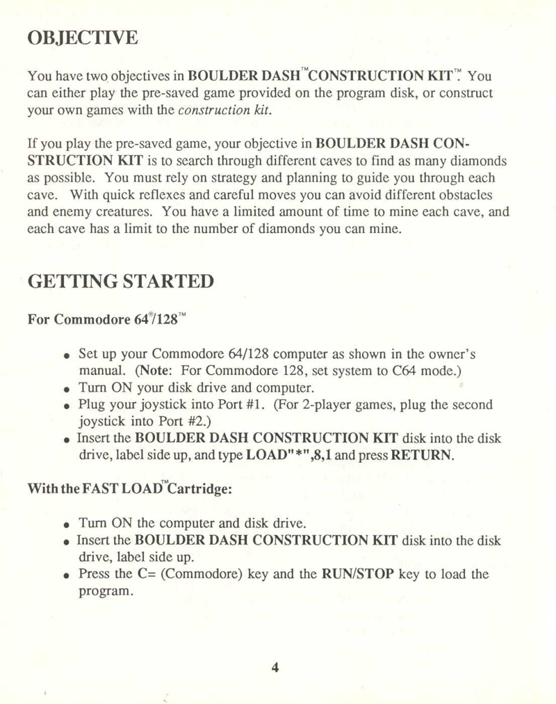 Boulder Dash Construction Kit manual page 4