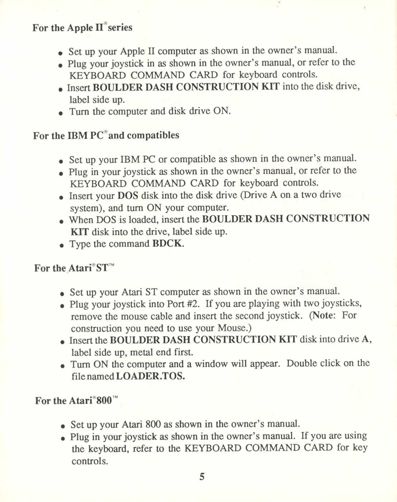 Boulder Dash Construction Kit manual page 5