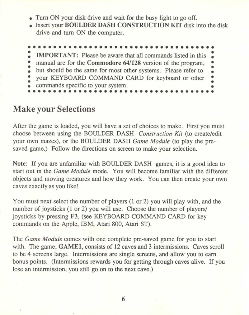 Boulder Dash Construction Kit manual page 6