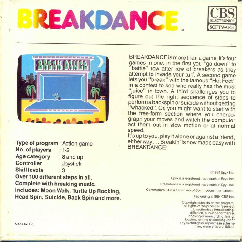 BREAKDANCE Box Back 