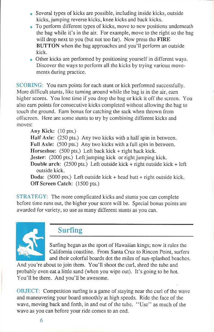 California Games Manual Page 6 