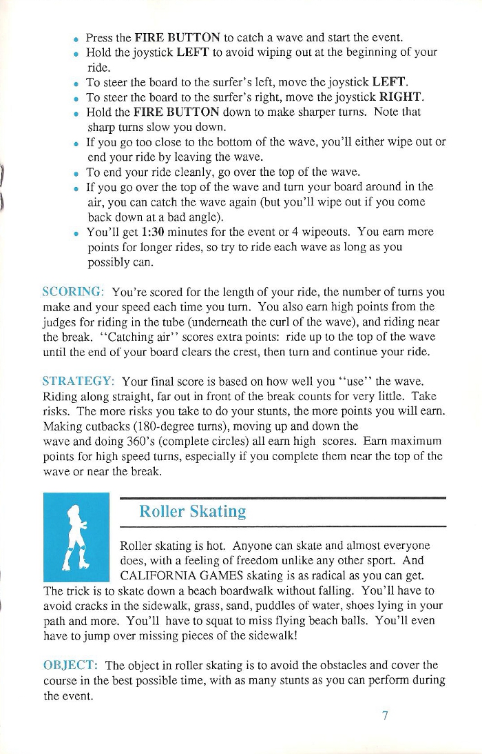 California Games Manual Page 7 