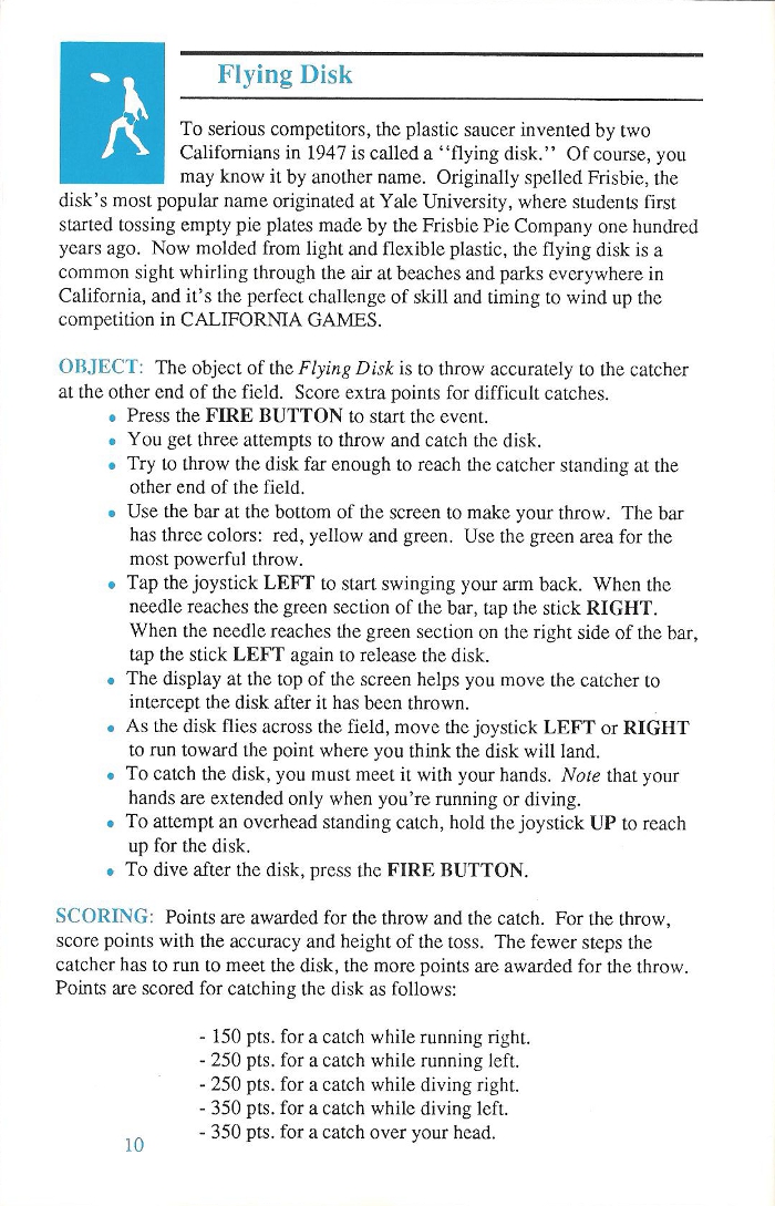 California Games Manual Page 10 