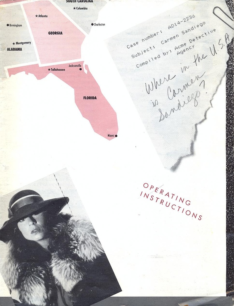 Where in the U.S.A. is Carmen San Diego? operating instructions front part 6