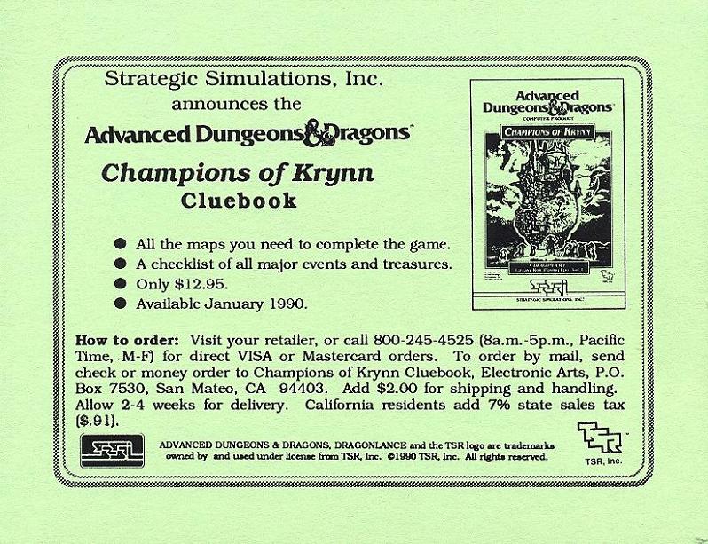 Champions of Krynn cluebook announcement