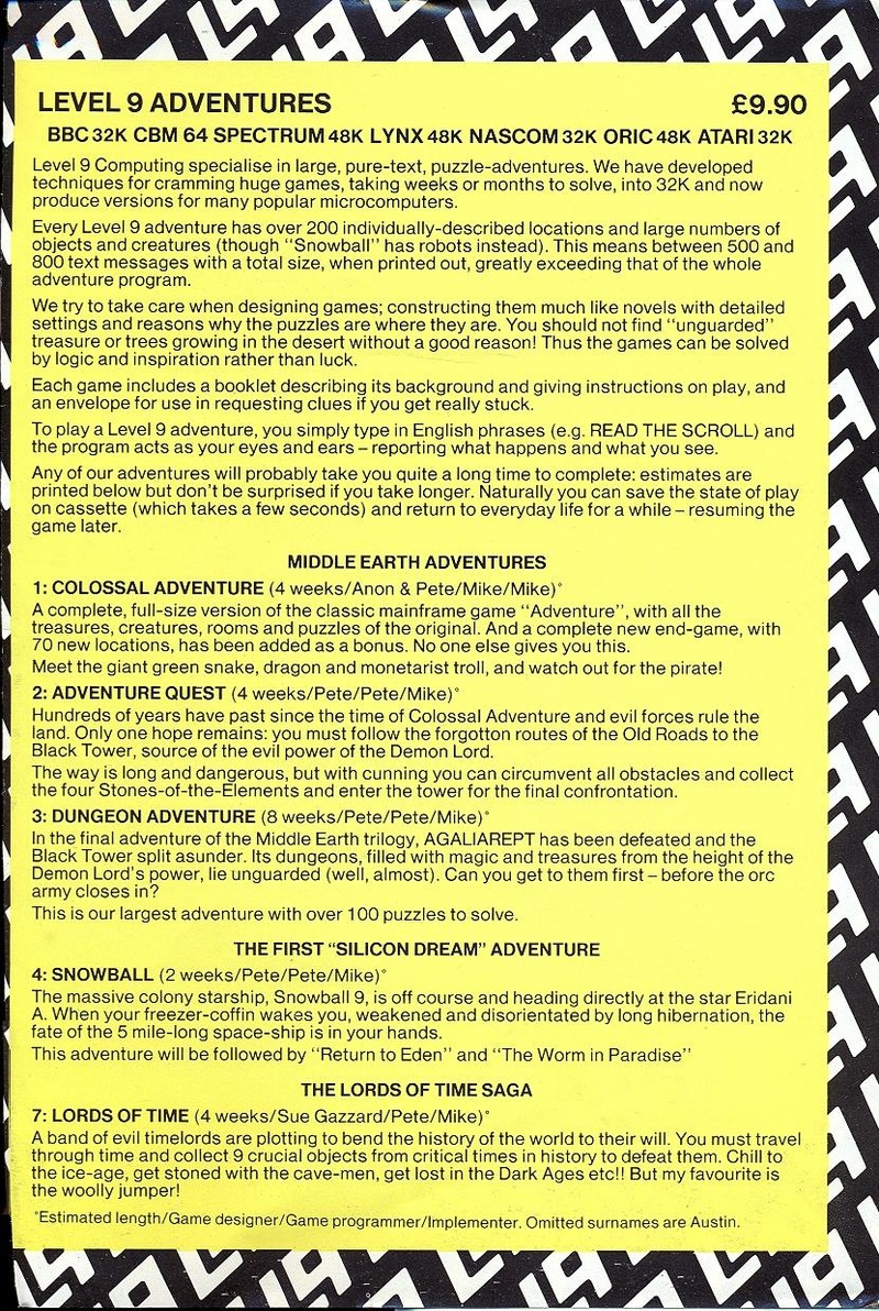 Colossal Adventure catalogue page 2