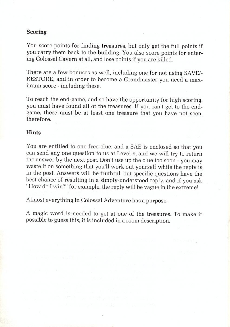 Colossal Adventure manual page 6