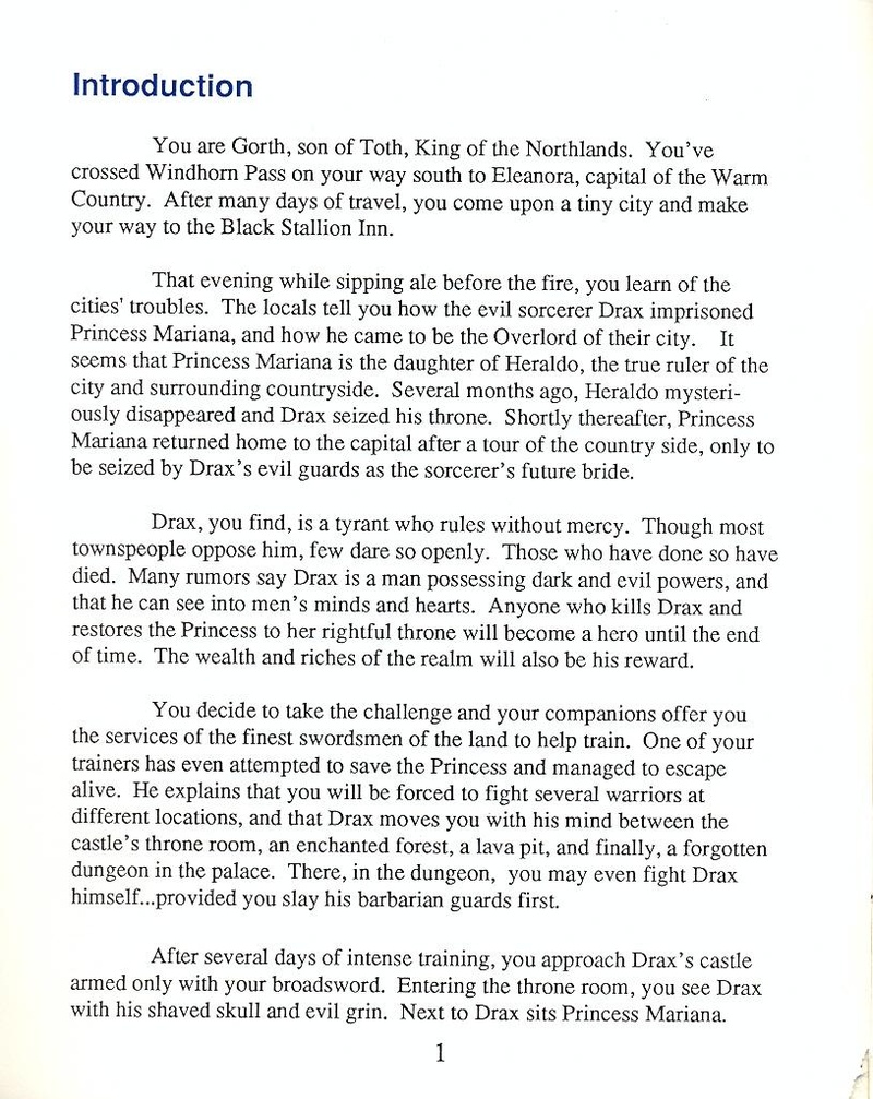 Death Sword manual page 1