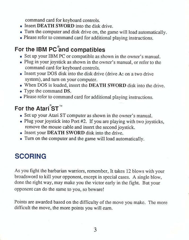 Death Sword manual page 3