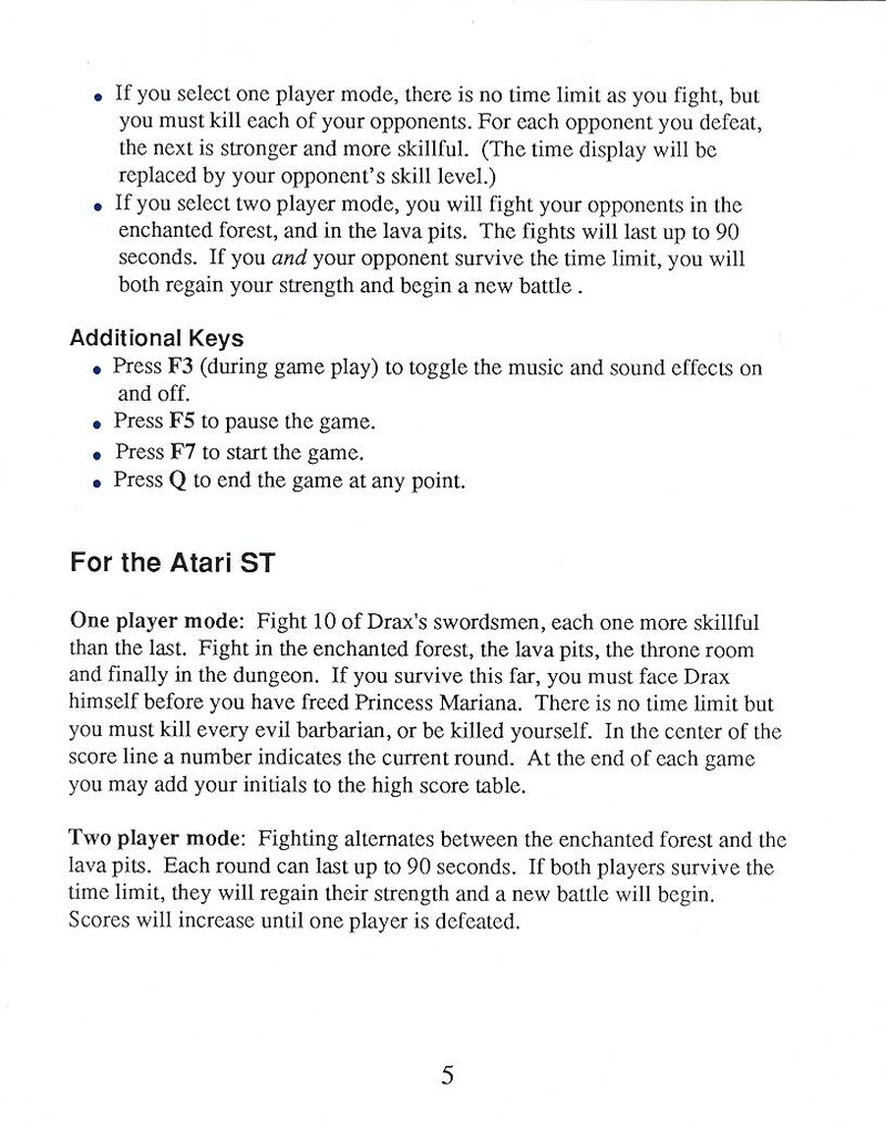 Death Sword manual page 5