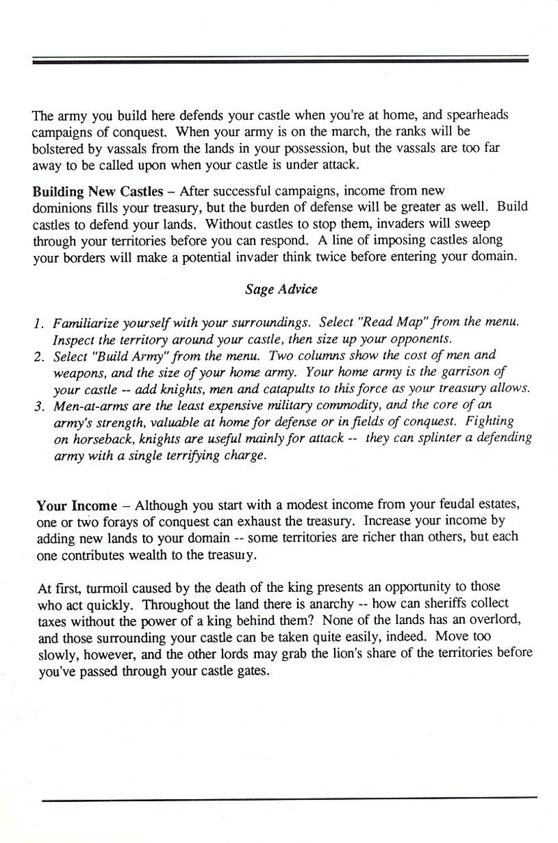 Defender of the Crown manual page 5