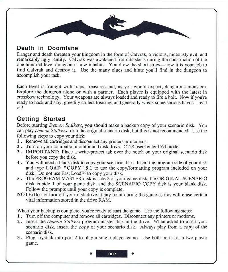 Demon Stalkers manual page 1