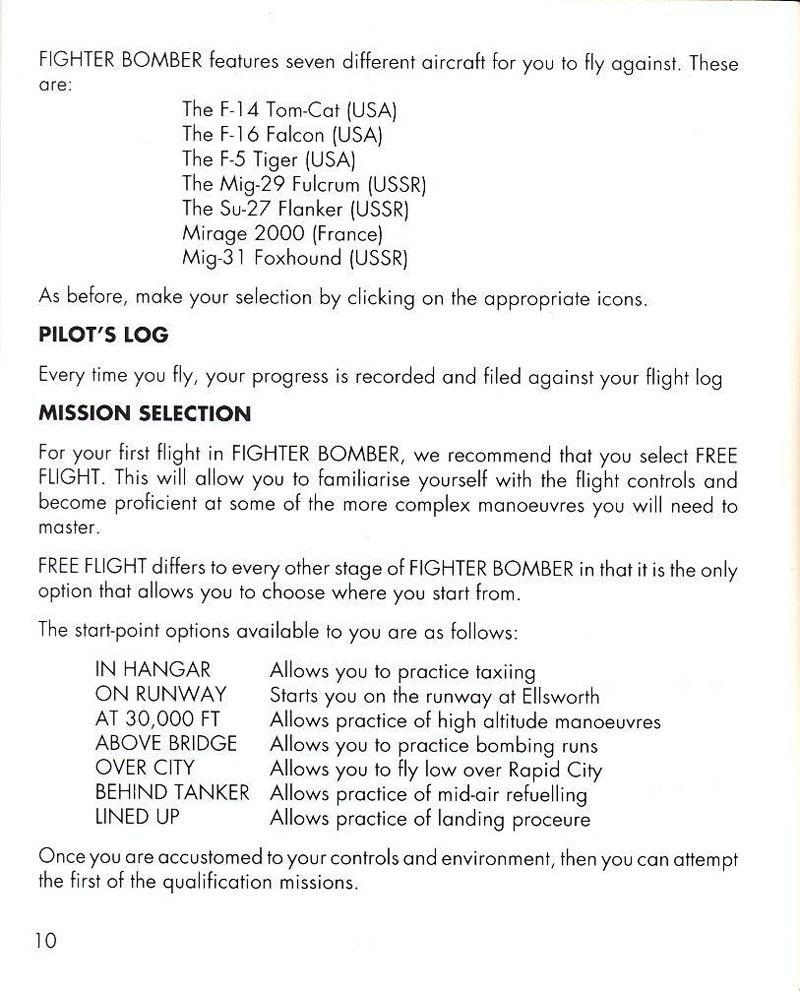 Fighter Bomber manual page 10