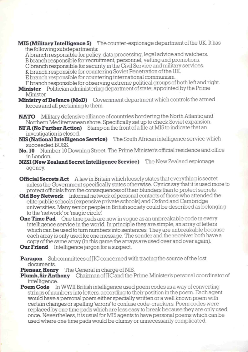 The Fourth Protocol MI5 Investigators Handbook Page 8 