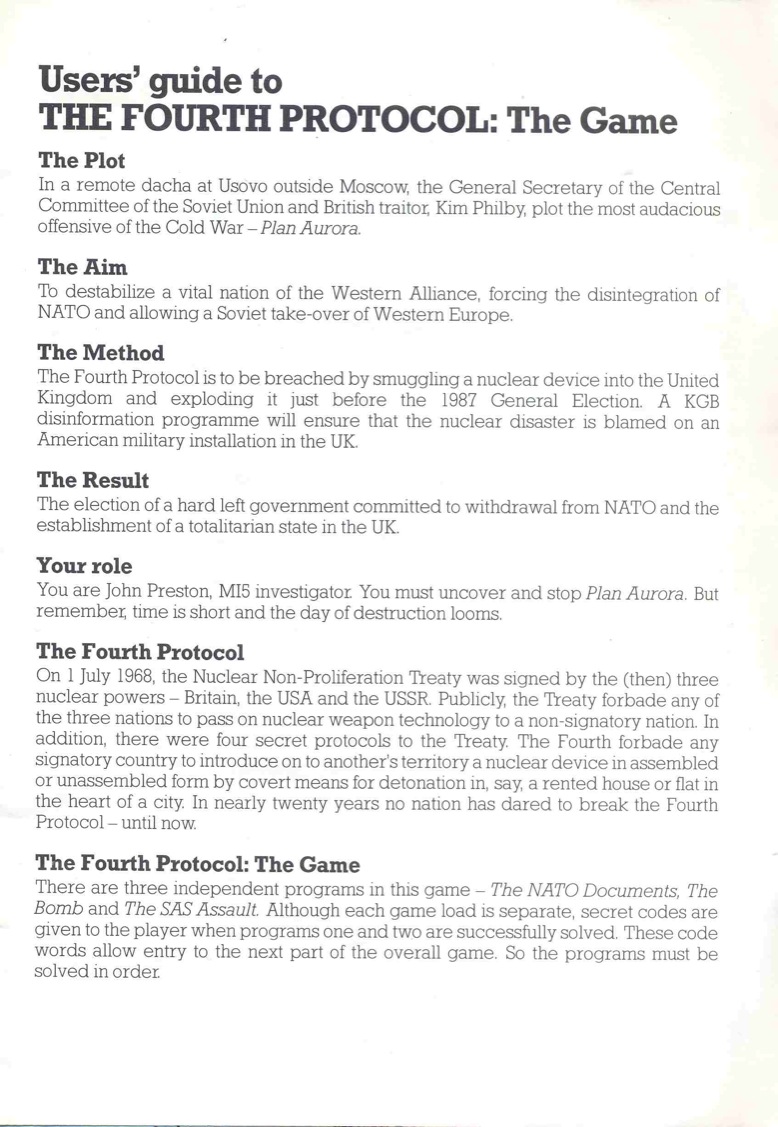 The Fourth Protocol Manual Page 2 