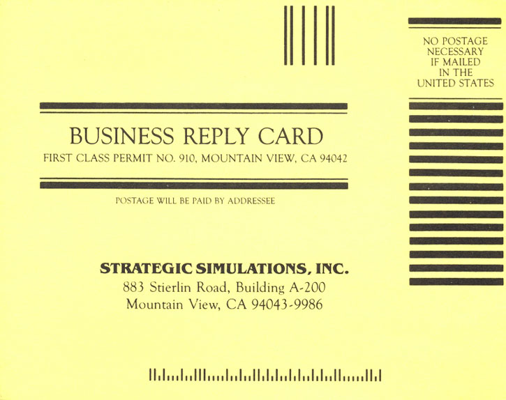 Gemstone Warrior business reply card