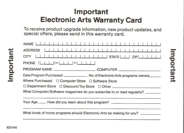 Heart of Africa Warranty Card 