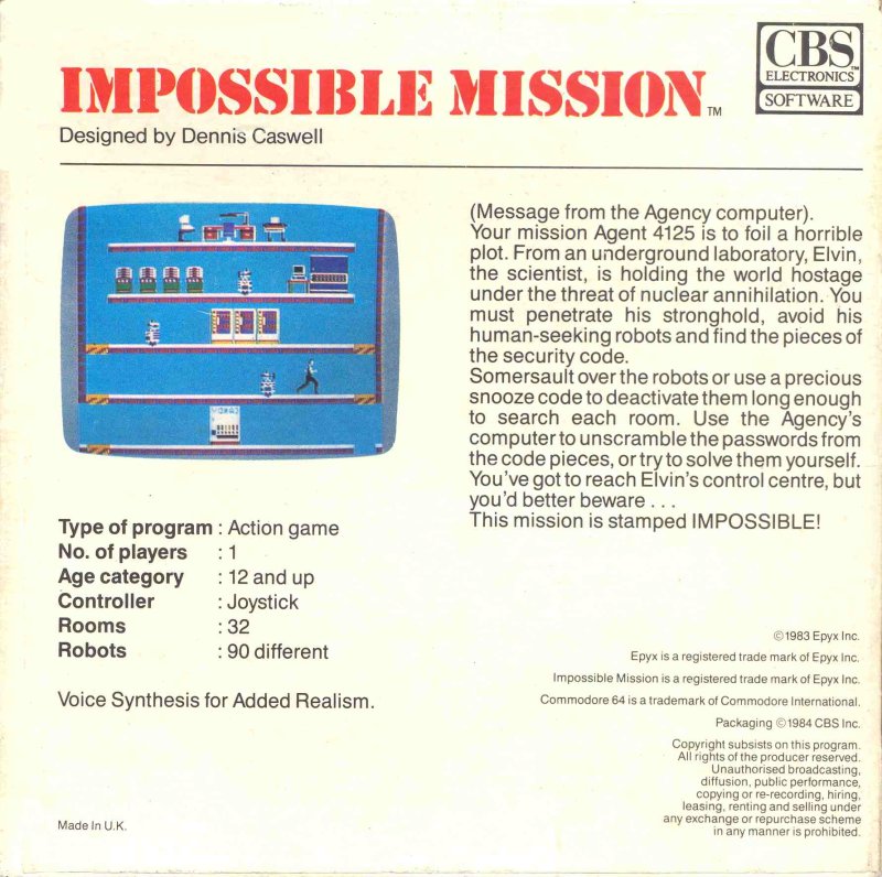 Impossible Mission Box Back 