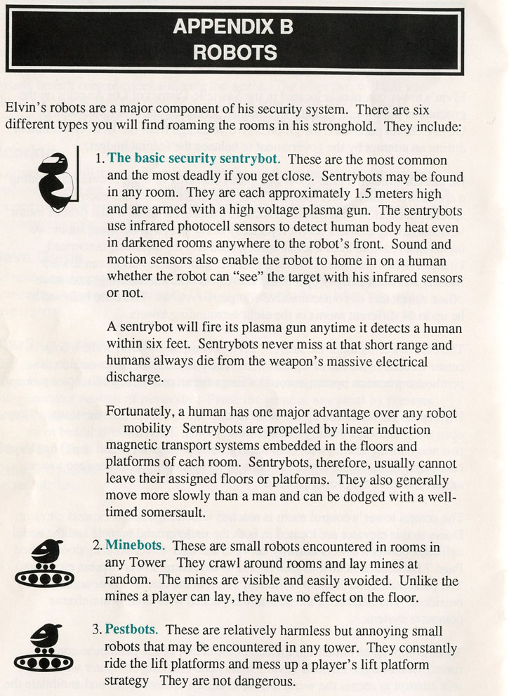 Impossible Mission 2 manual page 11