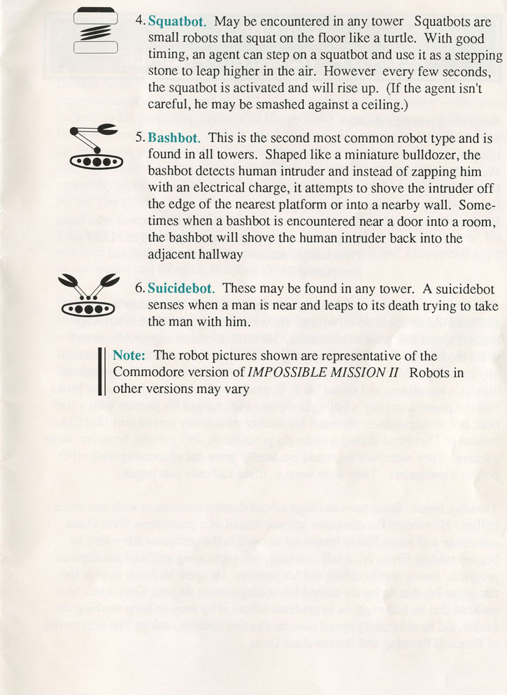 Impossible Mission 2 manual page 12