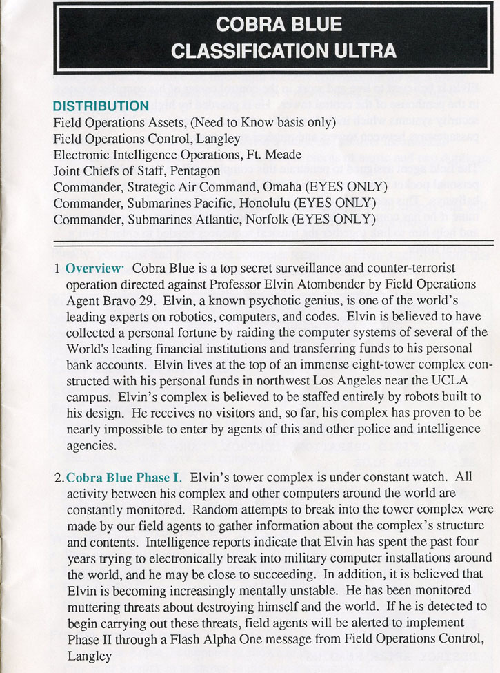 Impossible Mission 2 manual page 2