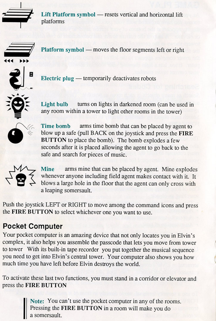 Impossible Mission 2 manual page 7