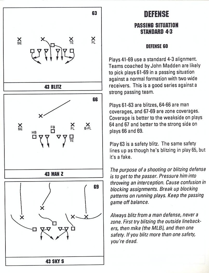 John Madden Football defensive playbook page 13