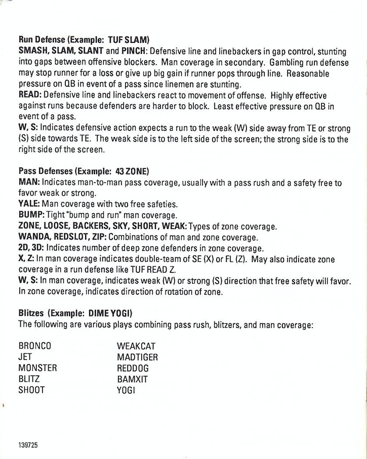 John Madden Football defensive playbook page 20