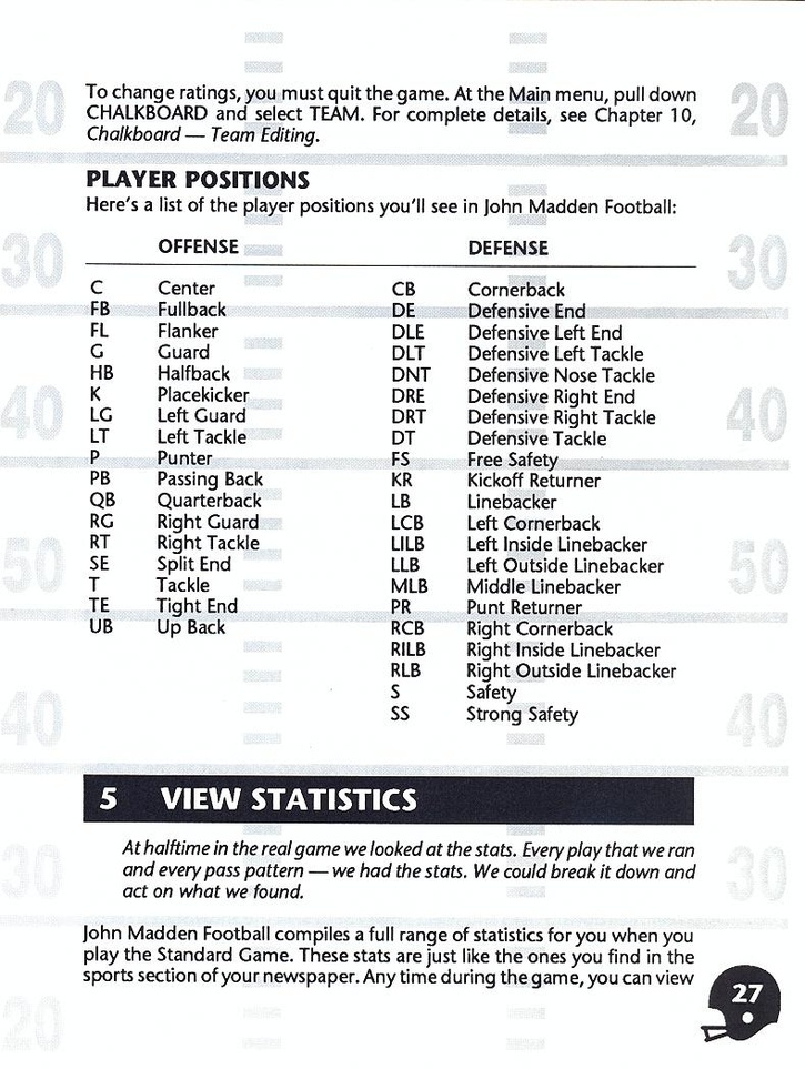 John Madden Football manual page 29