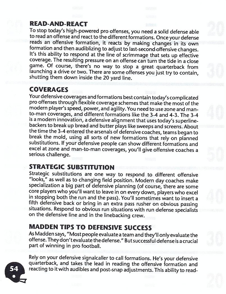 John Madden Football manual page 56