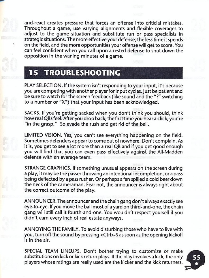 John Madden Football manual page 57