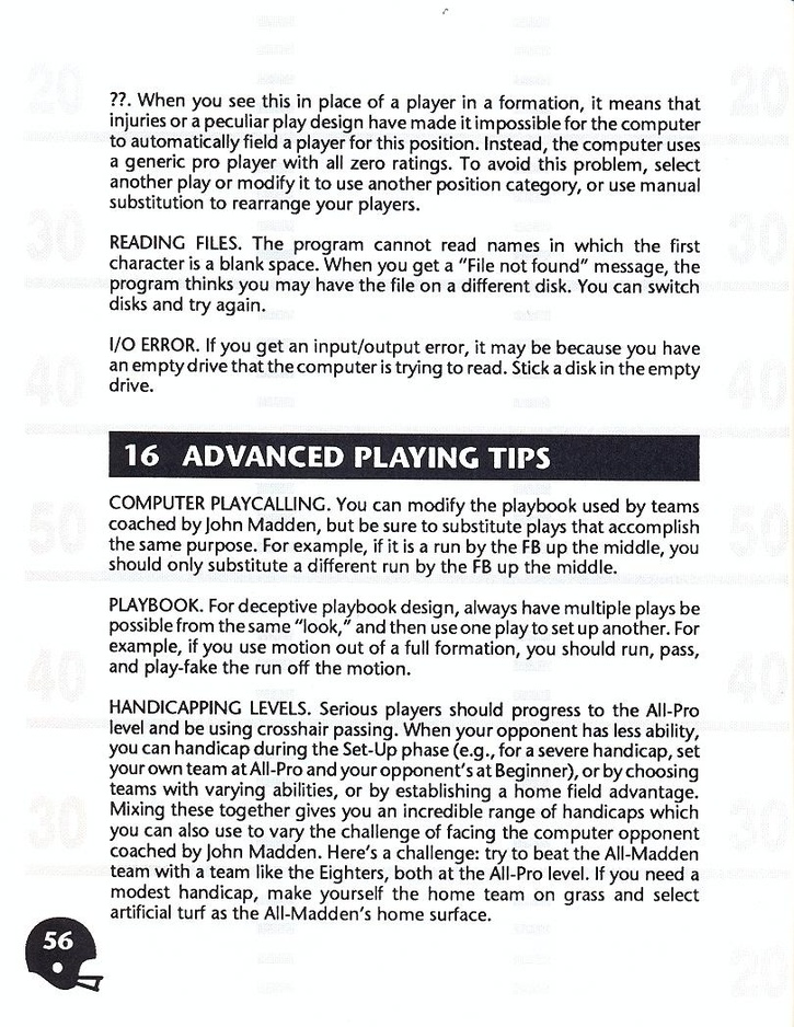 John Madden Football manual page 58