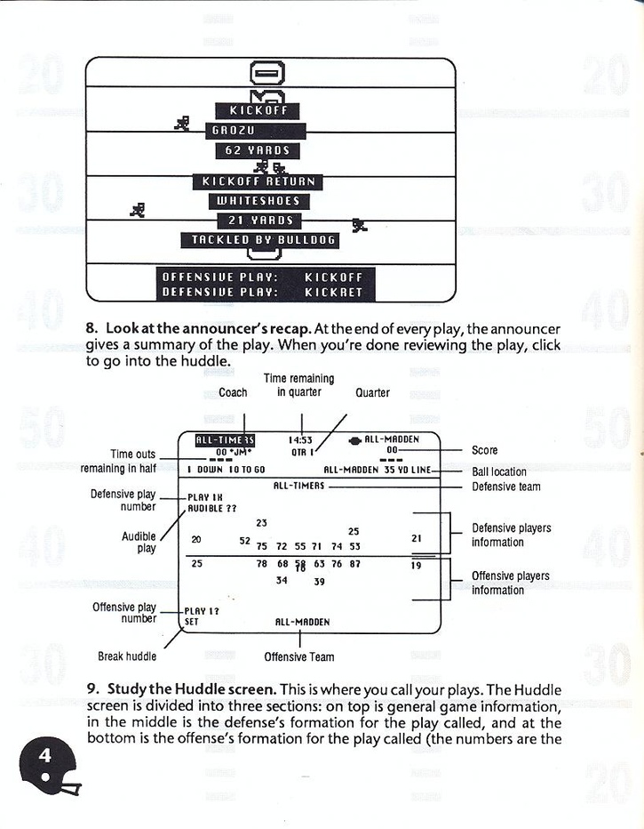 John Madden Football manual page 6