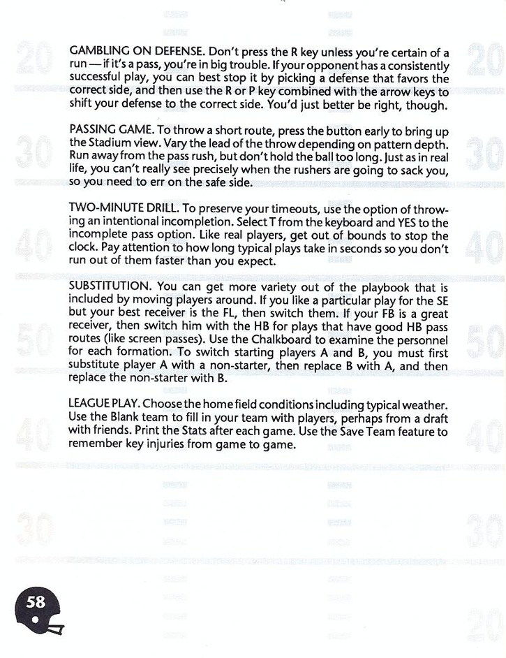 John Madden Football manual page 60