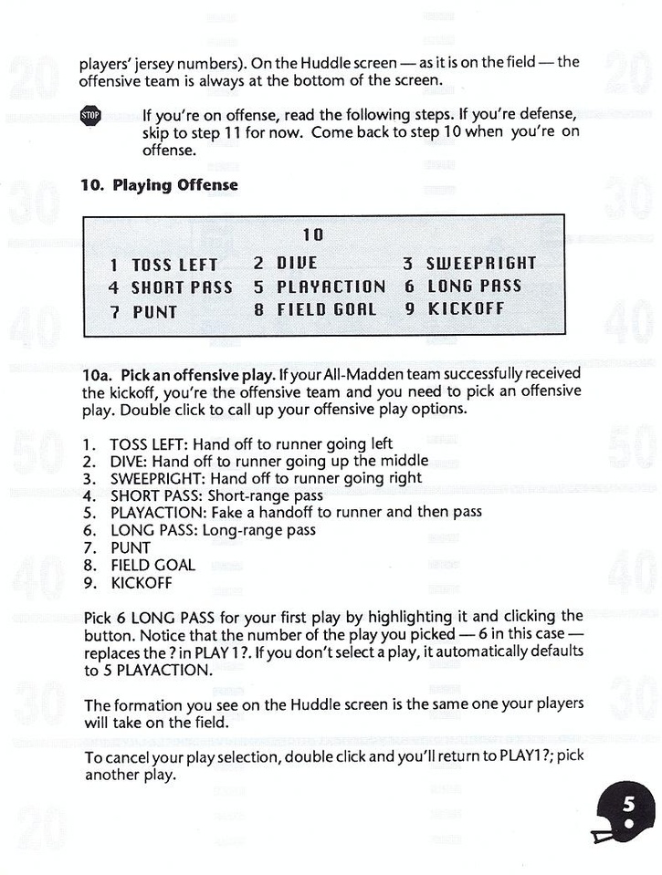 John Madden Football manual page 7