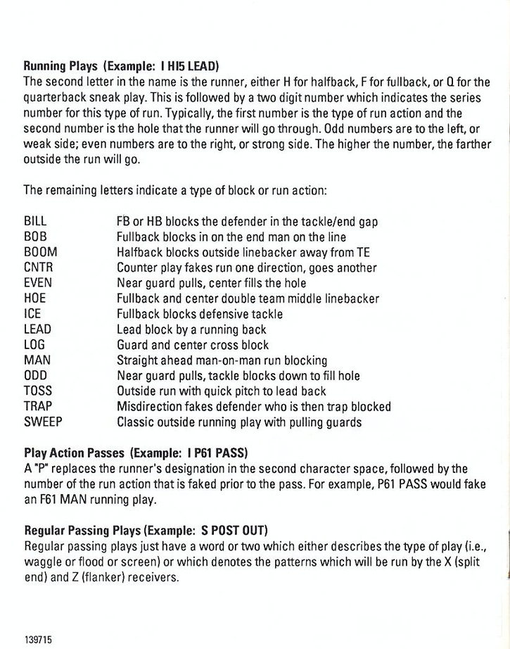 John Madden Football offensive playbook page 20