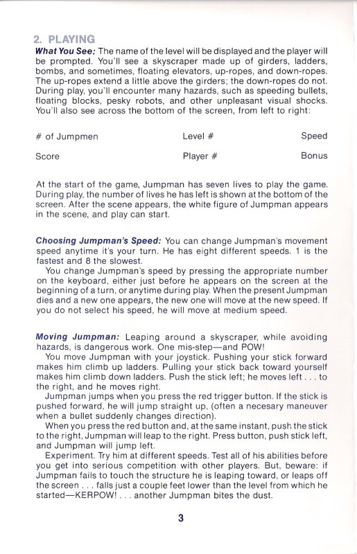 Jumpman Manual Page 3 