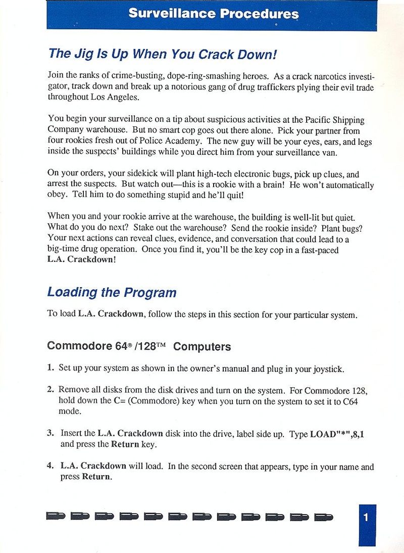 L.A. Crackdown manual page 1