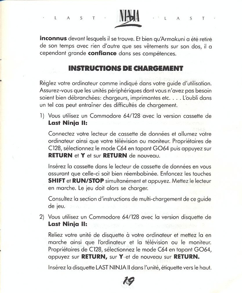 Last Ninja 2 manual page 19