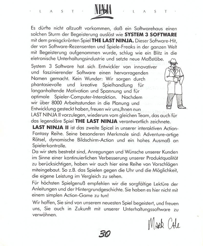Last Ninja 2 manual page 30