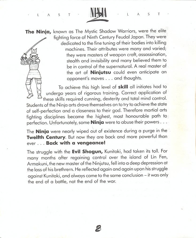 Last Ninja 2 manual page 2